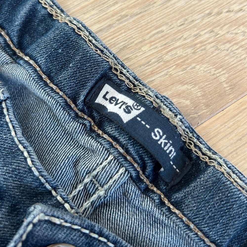 Levis Girls Skinny Jeans Medium Wash Blue Adjustable Waist Size 14 REG - Picture 3 of 10